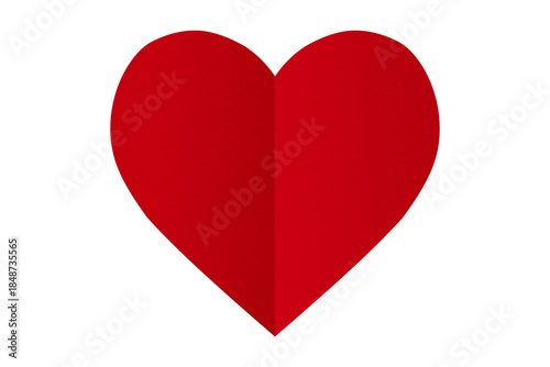 A single red heart on a transparent background. Valentine's Day paper cutout decoration.
