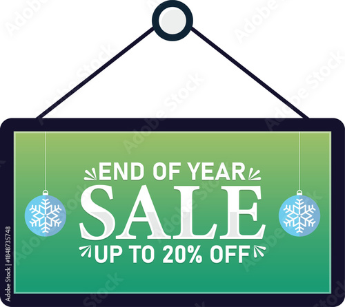 End of Year Sale Up to 20% Off Hanging Discount Banner