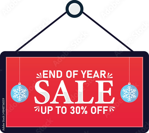 End of Year Sale Up to 30% Off Hanging Discount Banner