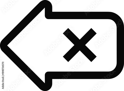 Back arrow close icon illustration, exit cancel symbol, navigation interface button, user interface vector isolated white background design