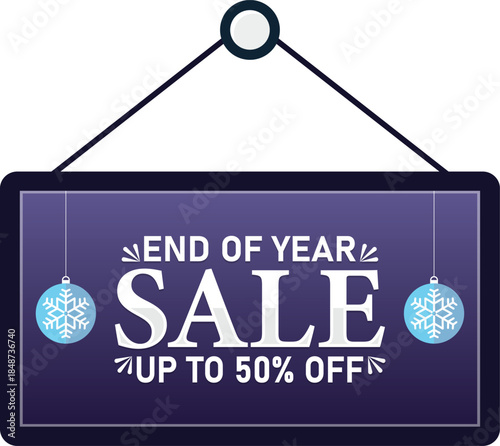 End of Year Sale Up to 50% Off Hanging Discount Banner