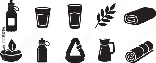 Spa and wellness icons for relaxation and health