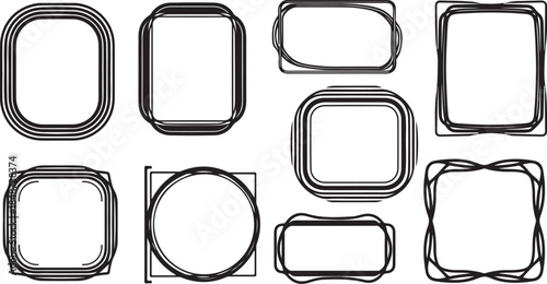 Set of varied black and white abstract frames