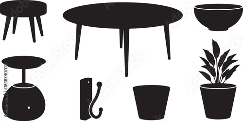 Mid century modern home decor silhouette set