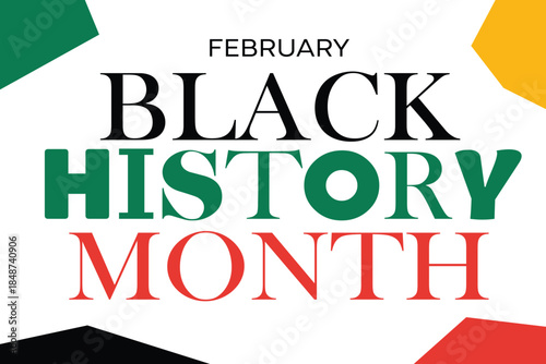 Black History Month in February panorama website background with flag to celebrate African American history