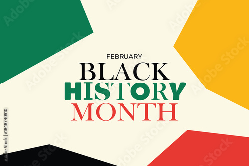 Black History Month in February panorama website background with flag to celebrate African American history