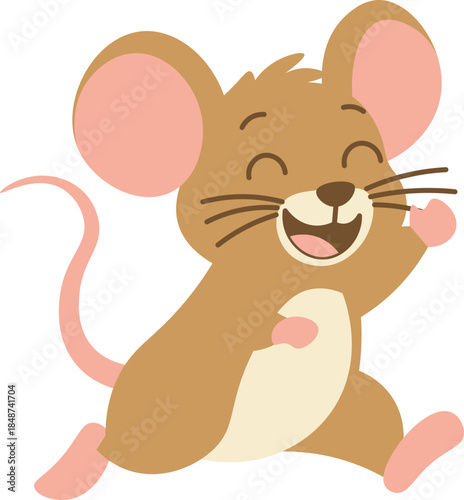 Cartoon Illustration of a Happy Mouse is walking vector shape