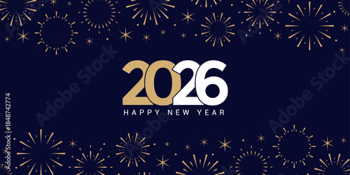 2026 happy new year fireworks celebration background isolated vector illustration