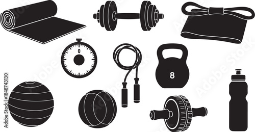 Fitness equipment icons for workout planning