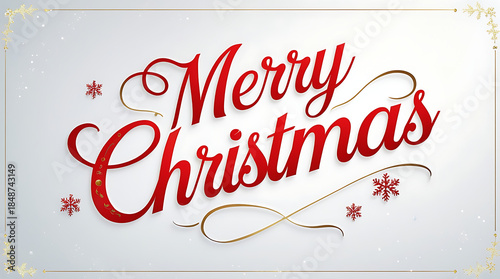 3d  “Merry Christmas” in red script with subtle stars and a curved gold 