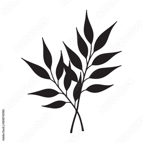 Elegant leaf silhouettes resting softly against a clean white background