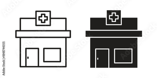 Pharmacy icon flat simple icon. Liner version - stock vector.