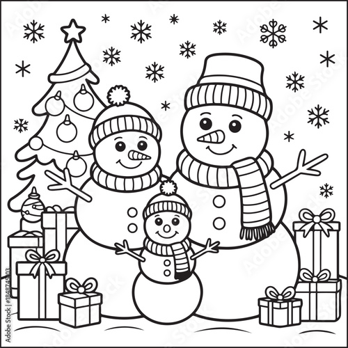 Christmas bold and easy black and white coloring pages