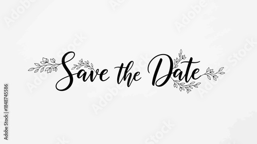 Elegant floral 'Save the Date' calligraphy design on a clean white background