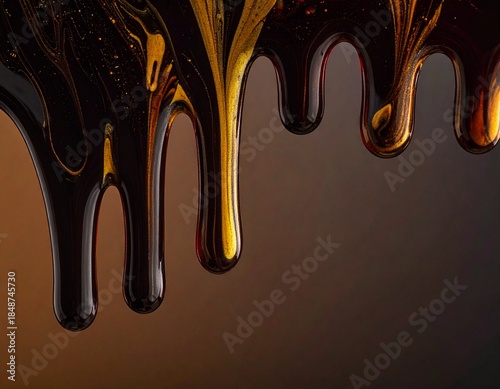 Molasses Dripping: Close-up of rich, dark molasses cascading down, showcasing its thick, glossy texture and inviting the senses with its tempting sweetness.