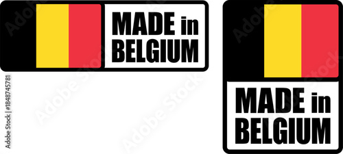 ベルギー製・MADE IN BELGIUMのラベルデザインセット（Made in BELGIUM Label Set, Premium Quality Badge Design）
