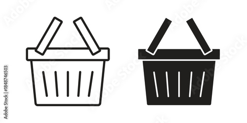 Shopping basket icon flat simple icon. Liner version - stock vector.