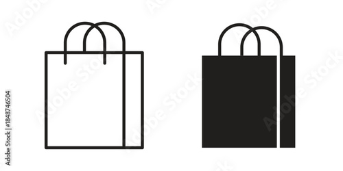 Shopping bag icon flat simple icon. Liner version - stock vector.