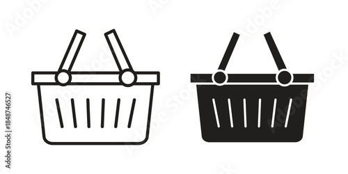 Shopping basket icon flat simple icon. Liner version - stock vector.