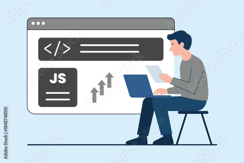 Developer Optimizing JavaScript Code for Technical SEO and Improved Website Performance
