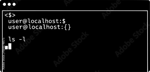 Classic command line interface vector: minimalistic terminal design for tech projects vector silhouette illustration isolated on white background