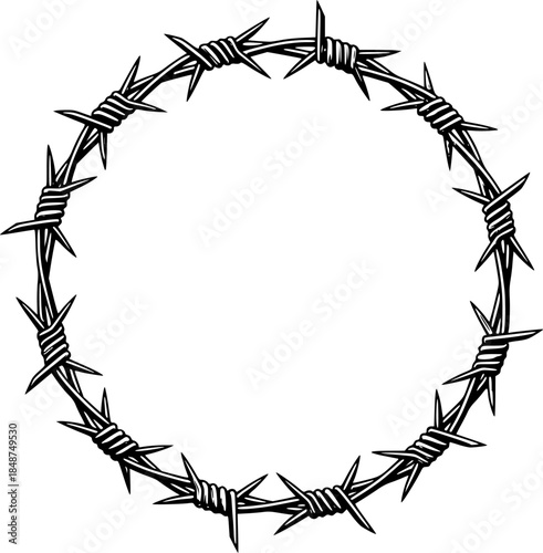 vector barbed wire round frame border