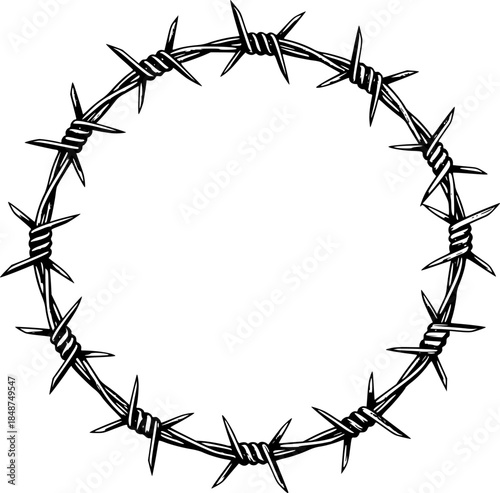 vector barbed wire round frame border