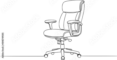 Continuous one line sketch of an office chair. Single line drawing of an executive chair, Office chair one continuous line drawing vector illustration. Premium vector