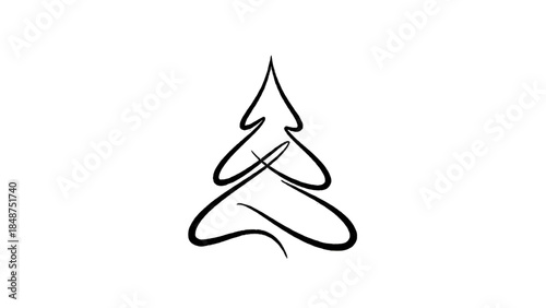 Minimalist line art of a serene tree in a meditative pose, symbolizing nature and mindfulness.