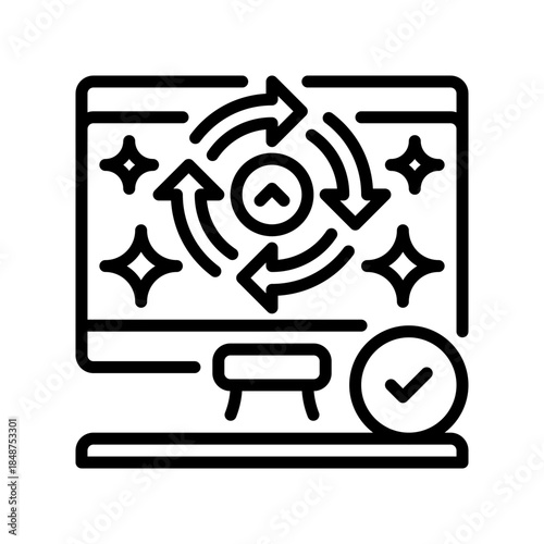 Software Update Line Icon, Outline Symbol for Version Upgrade, Patch Installation, System Enhancement, Bug Fixing, and Performance Improvement. Vector Sign Icon.