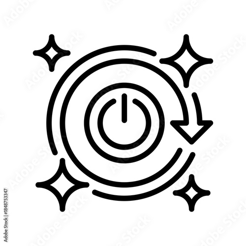 System Reboot Line Icon, Outline Symbol for Restart Action, Recovery Process, Error Reset, Device Refresh, and Software Reload. Vector Sign Icon.