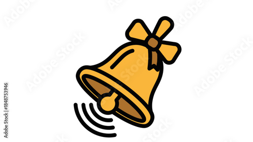 Golden Bell with Ribbon Illustration