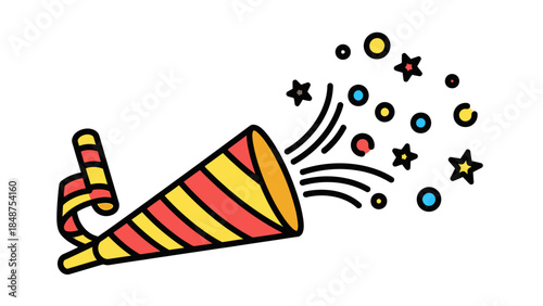Colorful Party Horn with Confetti and Stars