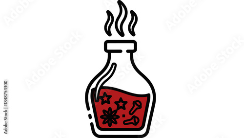 Toxic Poison in a Bottle with Danger Symbols