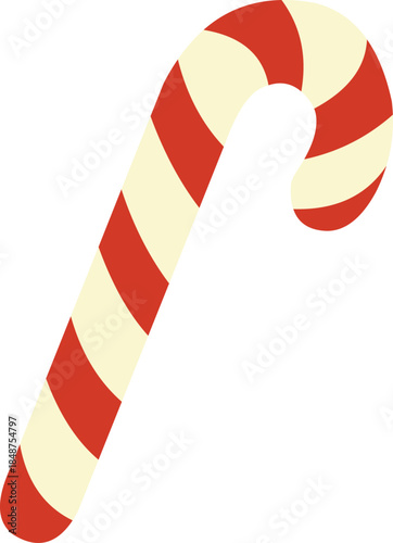 Vibrant candy cane in red and white stripes for Christmas