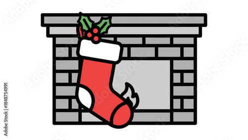 Christmas Stocking by the Fireplace