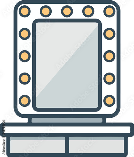 Hollywood Style Vanity Mirror Vector Graphic with Soft Lighting and Modern Design Elements