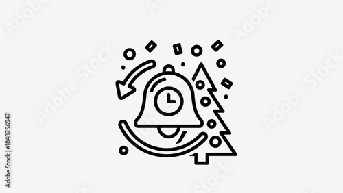 Notification Bell with Christmas Tree Icon