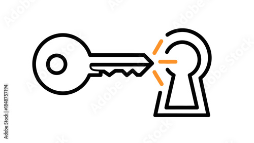 Key Unlocking Icon Symbolizing Access and Security