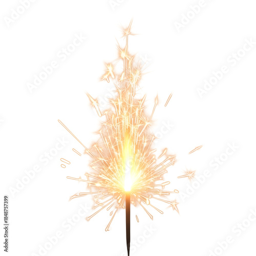 Sparkler Light Isolated on Transparent and White Background