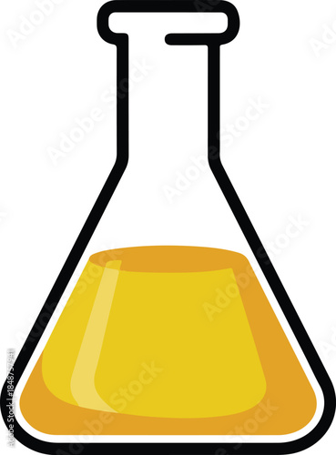Laboratory Flask with Yellow Liquid Vector Graphic Icon for Science and Research Applications