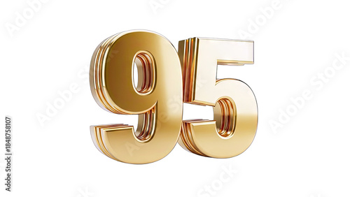Golden Number 95 Isolated on White Background