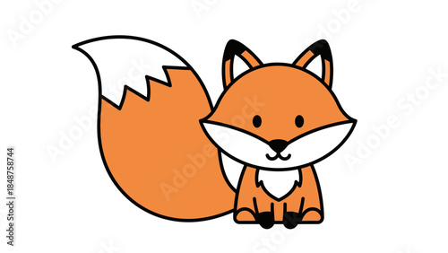 Cute Baby Cartoon Fox Sitting Isolated White Background Adorable Little Character