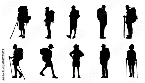 Set of 10 realistic silhouettes showing families and couples in everyday interactions and emotional moments. Ideal for travel vizuals, social concepts, urban design, and lifestyle projects.