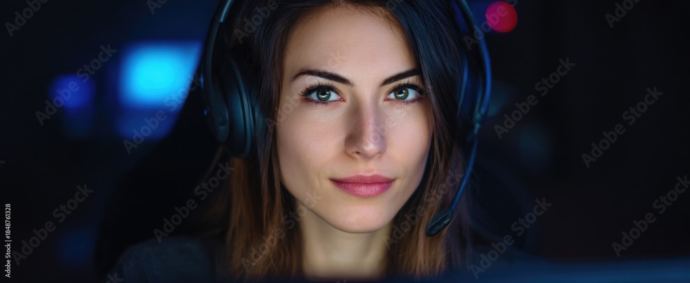 Fototapeta premium A focused gamer juggles chats like a circus act during an online match.