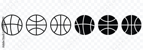 Basketball icon in linear versions. Editable line. Basketball icon clipart flat designs. illustration vectors. Basketball icon pictogram template, Simple outline and filled style.set basketballs a