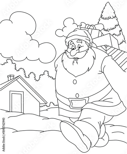 Cute cartoon hand drawn vector Santa Claus clipart.