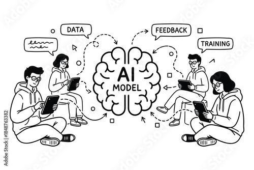Team working on artificial intelligence model development