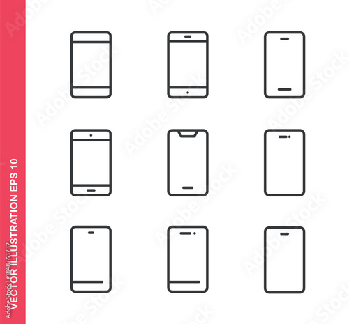 Mobile phone icon. Outline icons collection. Editable stroke.