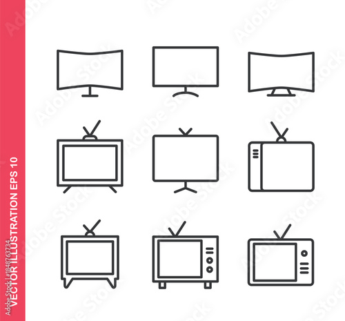 Television icon. Outline icons collection. Editable stroke.